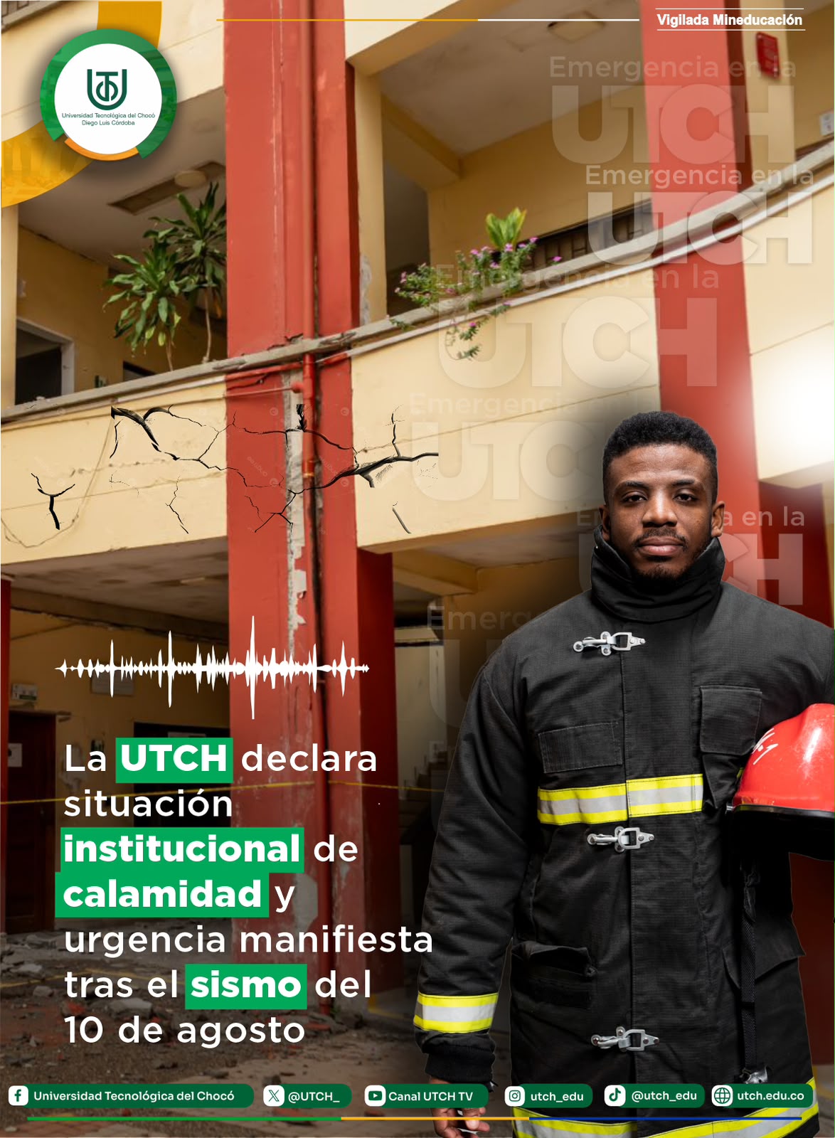 La UTCH declara situación institucional de calamidad y urgencia manifiesta tras el sismo del 10 de agosto