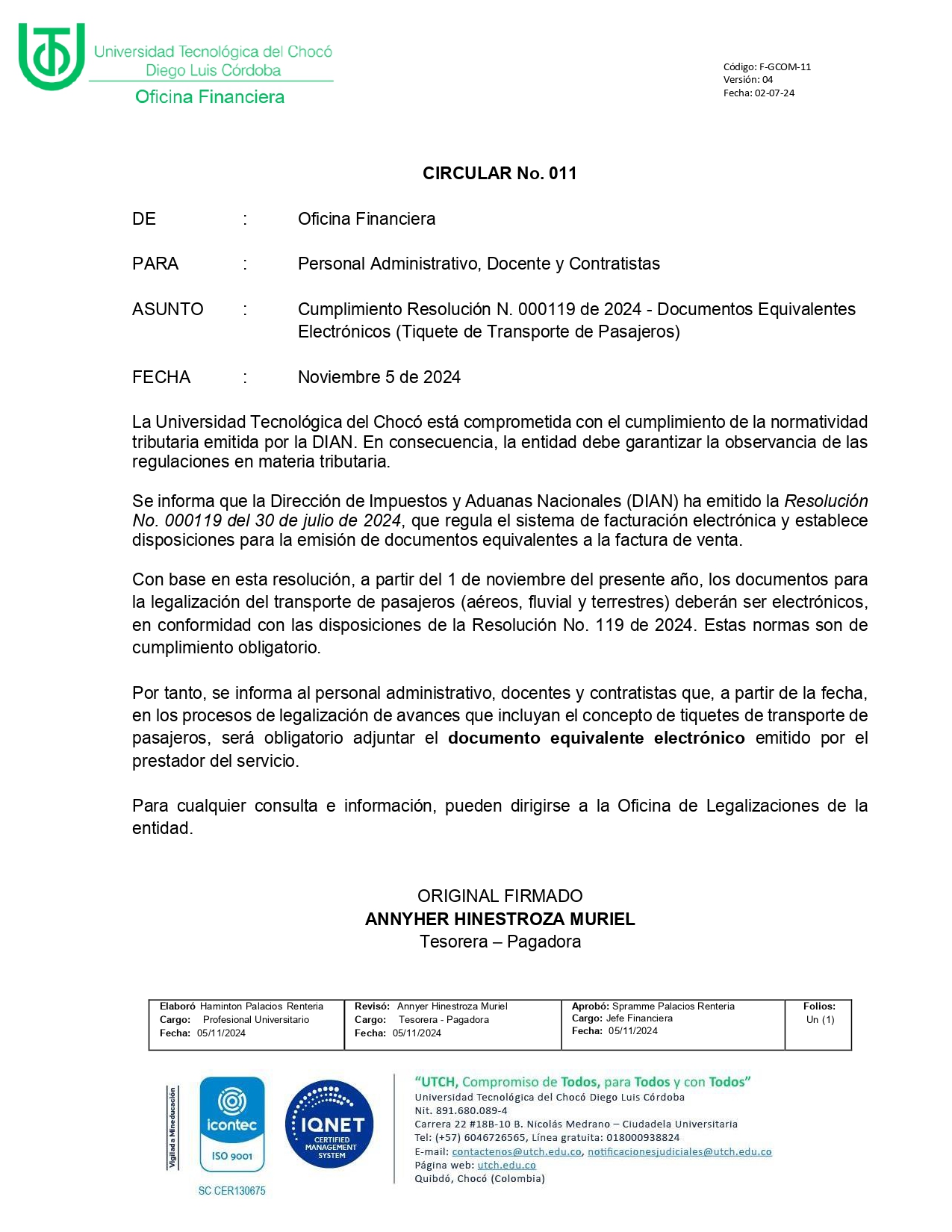 Circular Resolución DIAN 05112024 1 página 0001