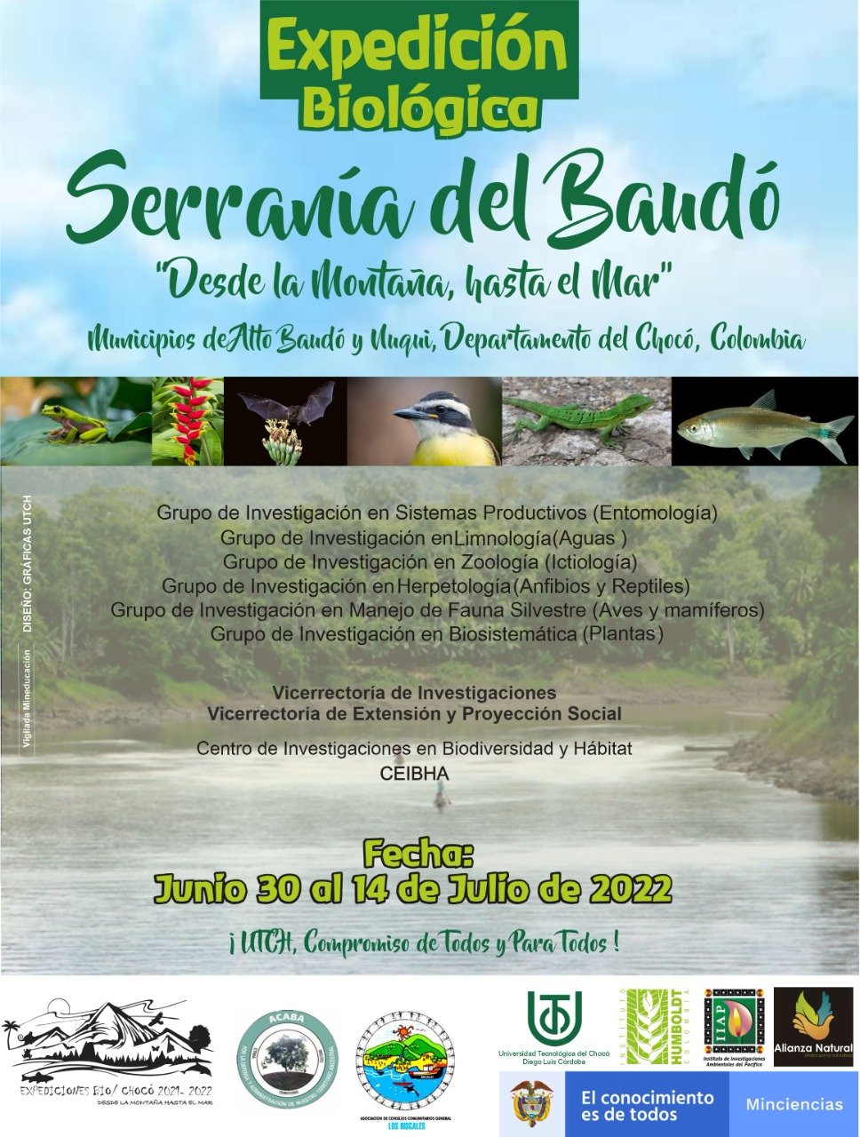 Investigadores de la UTCH realizaran expedición biológica serranía del Baudó “desde la montaña hasta el mar” municipios de Alto Baudó y Nuquí